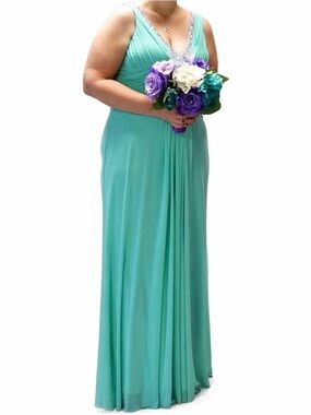 MARINA Teal Maxi Dress with Embellished V-Neck 14